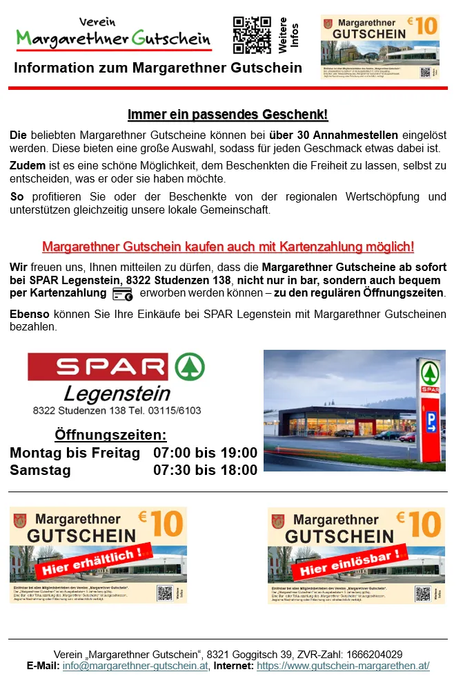 Margaretner Gutscheine können bei über 30 Annahmestellen eingelöst werden. Diese bieten eine große Auswahl, sodass für jeden Geschmack etwas dabei ist. Zudem ist es eine schöne Möglichkeit, dem Beschenkten die Freiheit zu lassen, selbst zu entscheiden, was er oder sie haben möchte. Margaretner Gutscheine können jetzt auch per Kartenzahlung erworben werden.