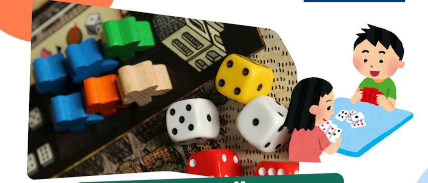 Plakat für Wolfsberger Spieltag am 20.09. Kinder spielen verschiedene Brettspiele. Über 100 Spiele für alle von 4-99 Jahren. Samstag, 20.09.2025, 9 bis 17 Uhr. Keine Anmeldung erforderlich. Teilnahme ist kostenlos.