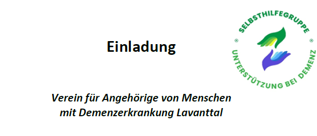 Poster for a support group meeting for caregivers of dementia patients. It includes details such as the date, time, location, and contact information. The meeting is held on November 18, 2025, at 16:00 at the Wolfsberg State Hospital. Contact numbers are provided for three representatives.