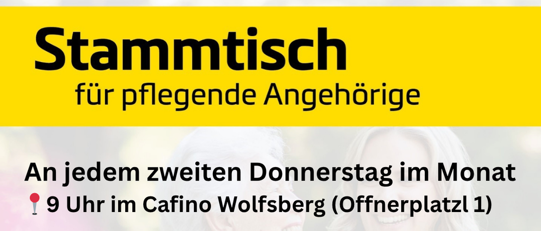 Monatlicher Stammtisch für pflegende Angehörige bietet Raum für Pflegeprobleme, Erfahrungsaustausch und Fachinfos. Diplomierte Pflegekräfte leiten. Vorträge zu Förderung und Unterstützung. Austausch entlastet und erhellt. Gemeinsame Gespräche helfen in schwierigen Situationen.