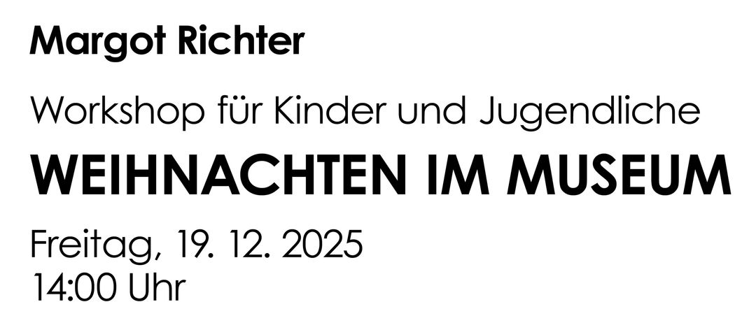 Plakat für einen Weihnachtsworkshop im Museum im Lavanthaus. Es zeigt einen Engel aus Papier. Der Text lautet 'Workshop für Kinder und Jugendliche' und 'Weihnachten im Museum'.