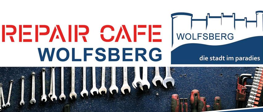 Eine Werbung für Repair Cafe Wolfsberg mit Werkzeugen und einem lächelnden Gesicht. Die Veranstaltung findet am Samstag, 17. Januar von 09:00 bis 12:00 im Jugendzentrum Kirchbichstrasse 2a, 9400 statt.