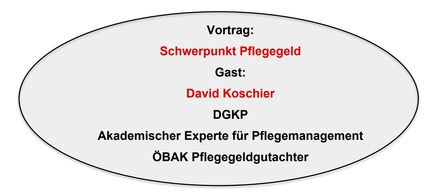 Poster advertising a seminar about care money for people with dementia. Speaker David Koschier, expert for care management. Date: January 20, 2026, 4 PM. Location: Wolfsberg Hospital, Administration Building, EG, Seminar Room 3. Contact: Ildiko Frajuk, Verena Greilberger.