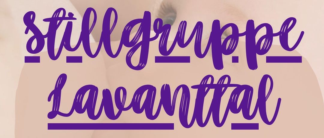 Ein Bild zeigt das Gesicht eines Babys mit violettem Text 'tillgrupp lavanttal'. Das Baby schaut mit geschlossenen Augen nach vorne.