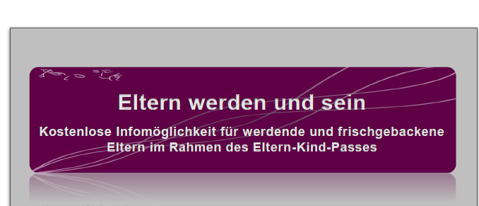Das Bild zeigt ein Poster über eine kostenlose Beratungsmöglichkeit für neue und werdende Eltern, mit Fokus auf finanzielle Aspekte, Familienarbeit und Rückkehr zur Arbeit. Es enthält ein Bild der Hand eines Babys, Termine und Zeiten für Beratungen sowie einen Standort.