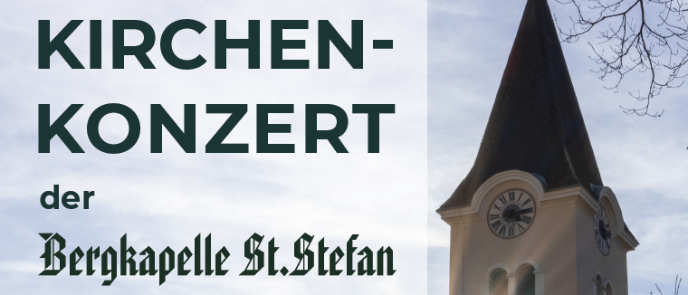 Poster for a church concert at the St. Stefan Church on April 10, 2026, starting at 18:00. Musical direction by Sara Vastl. Admission is voluntary.