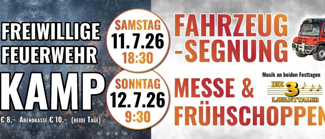 Zwei Termine werden für Veranstaltungen am 11. Juli und 12. Juli angezeigt. An beiden Tagen gibt es Veranstaltungen um 18:30 und 9:30. Die Veranstaltungen sind mit 'FAHRZEUG-SEGNUN' und 'MESSE & FRUHSCHA' betitelt.