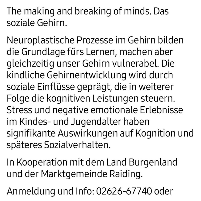Ein Bild beschreibt die Entstehung und Zerstörung von Geistern und geht auf neuroplastische Prozesse im Gehirn ein. Es betont den Einfluss sozialer Einflüsse auf kognitive Funktionen. Es erwähnt die Auswirkungen von Stress und negativen Emotionen in der Kindheit und Jugend auf Kognition und soziales Verhalten.