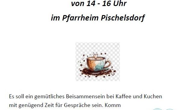 Einladung zum Begegnungscafé am Dienstag, 21. Juli 2026 von 14-16 Uhr im Pferdeheim Pischelsdorf. Genießen Sie Kaffee und Gespräche ohne Anmeldung. Wir freuen uns auf Sie!