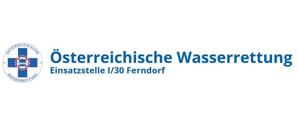 Das Logo des Österreichischen Wasserrettungsdienstes, Einsatzstelle I/30 Ferndorf, auf weißem Hintergrund dargestellt.