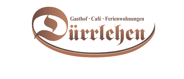 Das Logo für Durrlehen, ein Ort mit Gasthof, Café und Ferienwohnungen. Der Text ist in einer dekorativen Schrift.