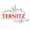 Das Ternitz Stadt & Land Logo zeigt einen stilisierten Stadtsilhouetten mit Gebäuden und einem grünen Hügel. Der Text 'TERNITZ' ist in fetten roten Buchstaben geschrieben, während 'Stadt & Land' darunter in Grau steht.