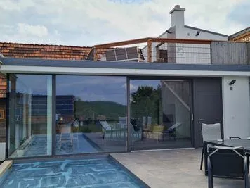 House, Housing, Villa, Door, Pool, Water, Swimming Pool, Sliding Door, Interior Design, Terrace