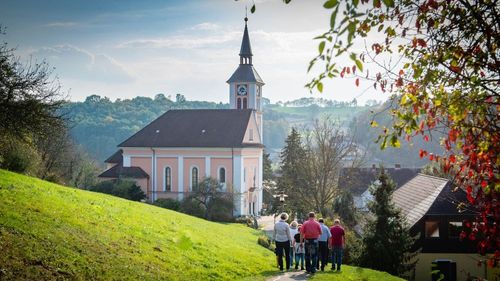 Grass, Bell Tower, Tree, Clock Tower, Person, Spire, Villa, Vegetation, Scenery, Monastery