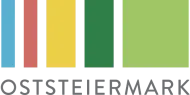 Das Oststeiermark-Logo mit einem Farbverlauf-Hintergrund in Blau, Rot, Gelb, Grün und Hellgrün, mit dem Wort 'OSTSTEIERMARK' in weißer Schrift.