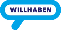Ein blauer Sprechblase mit dem Wort 'WILLHABEN' in fetter lila Schrift geschrieben.