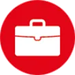 Ein roter Kreis mit einem weißen Aktenkoffer-Symbol in der Mitte.