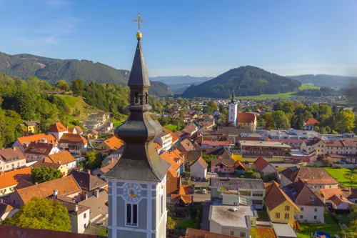 Bild zeigt ein Panorama der Trofaiacher Innenstadt