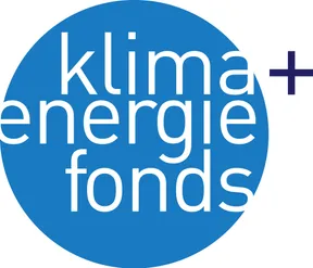 Das blaue Logo zeigt Klima Energie Fonds mit einem Pluszeichen rechts.