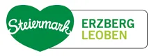 Ein grünes Herz-Logo mit dem Text 'Steiermark Erzberg Leoben' in Weiß auf weißem Hintergrund.