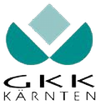 Das Bild zeigt ein Logo mit 'GKK' in fetten weissen Buchstaben auf schwarzem Hintergrund. Die Buchstaben sind stilisiert mit türkisen Akzenten, und zwei türkise Flügel-ähnliche Formen sind über dem Text platziert.