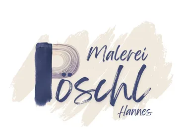 Das Bild zeigt das Logo eines Unternehmens namens Poschl, wobei der Name in blauen Pinselstrichen geschrieben ist. Der Hintergrund ist hellbeige mit Pinselstriemen, und neben dem Namen befindet sich ein blauer Pinsel.