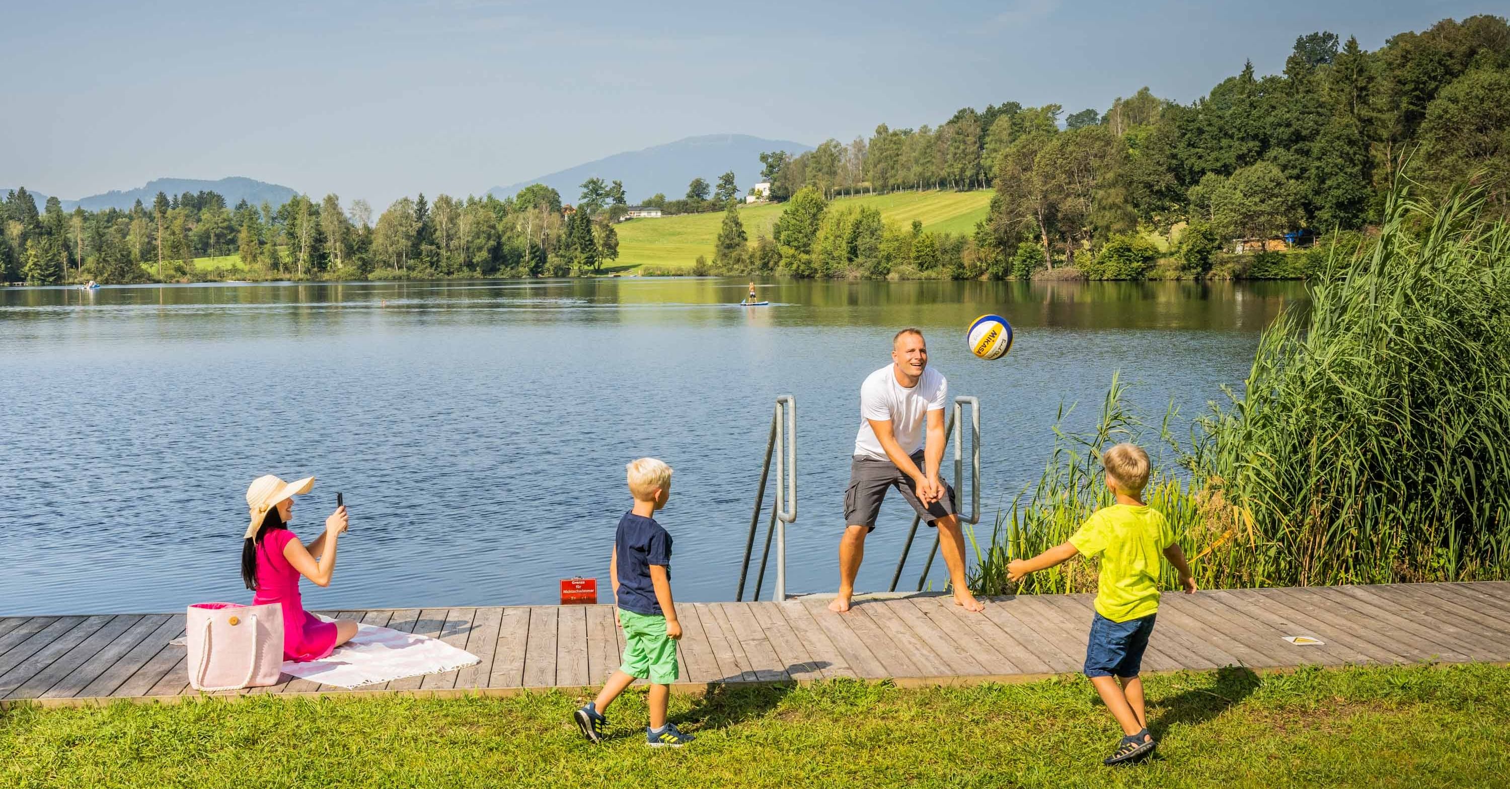 Nature, Outdoors, Scenery, Lakefront, Volleyball (Ball), Boy, Child, Male, Person, Man