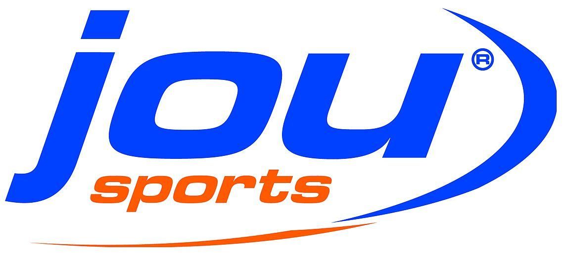 Das Logo für iOU Sports, mit einem stilisierten 'iou' und 'sports' in einer modernen Schriftart darunter, alles in blauen und orangefarbenen Farben auf weißem Hintergrund.
