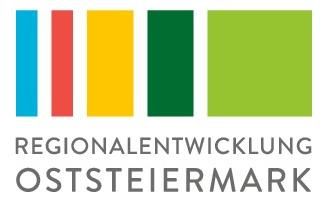 Das Logo für Regionalentwicklung Oststeiermark zeigt vier farbige Blöcke in Blau, Rot, Gelb und Grün, mit dem Text 'REGIONALENTWICKLUNG OSTSTEIERMARK' darunter.