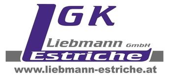 Das Bild ist ein Logo für LGK Liebmann Estrische GmbH, mit der Website www.liebmann-estriche.at darunter.