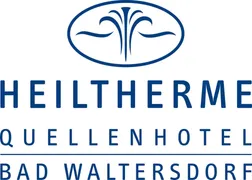 Das Bild zeigt das Logo von Eiltherm, einem Wellness-Hotel. Es zeigt eine stilisierte Wasserfontäne mit Wellen in einem runden blauen Emblem. Darunter stehen die Wörter Eiltherm und Ellenhot in Blau geschrieben.