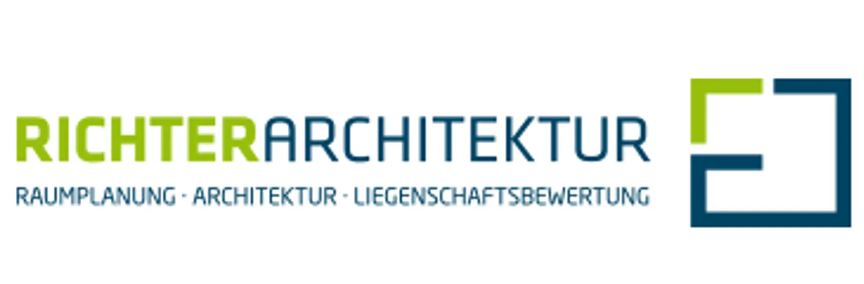Das Logo für Architektur ist in Blau und Grün mit weißem Hintergrund dargestellt.