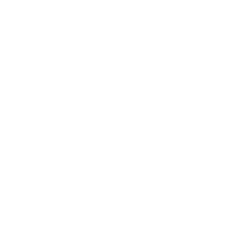 Ein minimalistisches schwarz-weißes Symbol in Form eines Hauses mit einem geneigten Dach und einer Öffnung am Boden.