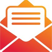 Symbol eines Umschlags mit einem Brief darin, gestaltet mit einem Gradienten von Orange und Rot.