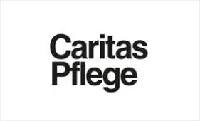 Das Bild zeigt den Text 'Caritas Pflege' in Schwarz auf weißem Hintergrund. Der Text ist in einer fetten, serifenlosen Schriftart geschrieben.