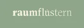 Ein grüner Hintergrund mit weißem Text, der 'raumflustern' in einer kursiven Schriftart schreibt.