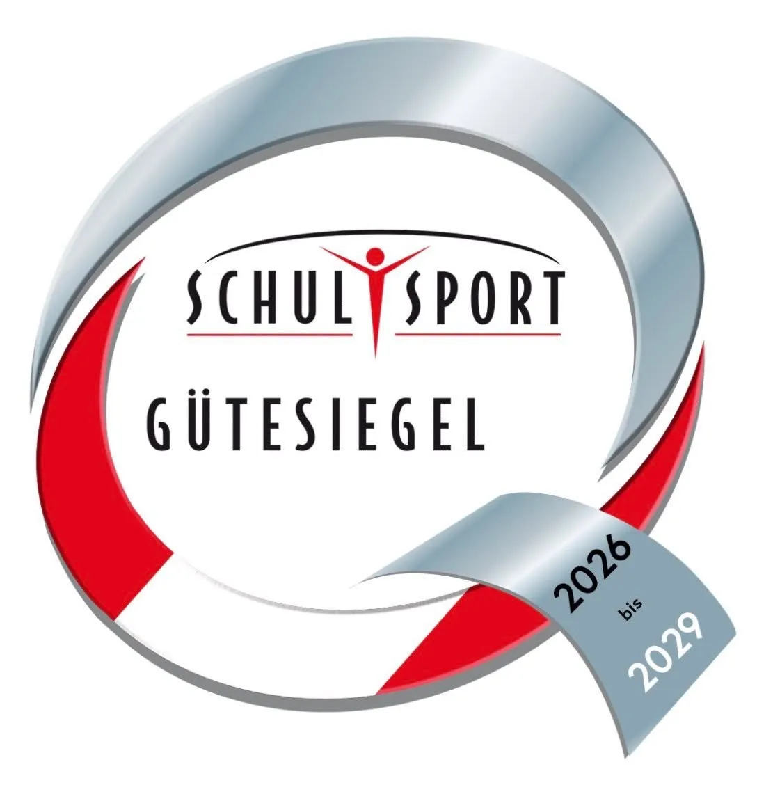 Das Logo für Schulsport Gutesiegel, eine Zertifizierung für Schulsport, mit den Jahren 2026 bis 2029 hervorgehoben.
