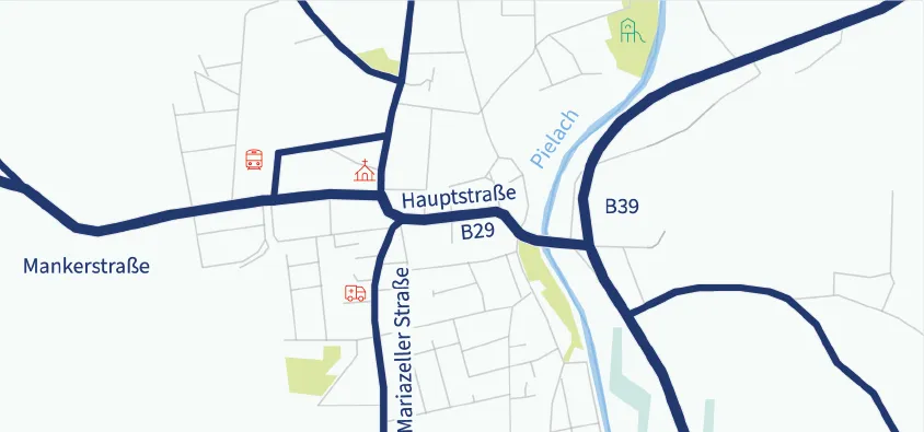 Straßenplan der B39