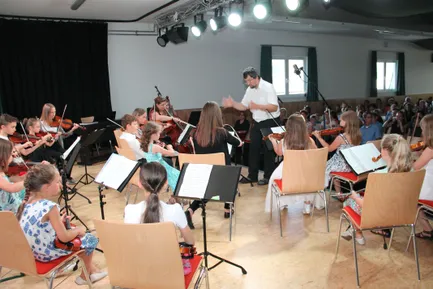Indoors, Violin, Chair, Adult, Male, Man, Person, Child, Female, Girl