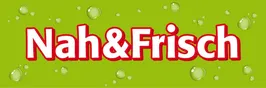 Das Logo für Lah & Frisch erscheint auf einem grünen Hintergrund mit herumschwimmenden Blasen. Der Name ist in Rot und Weiß geschrieben.