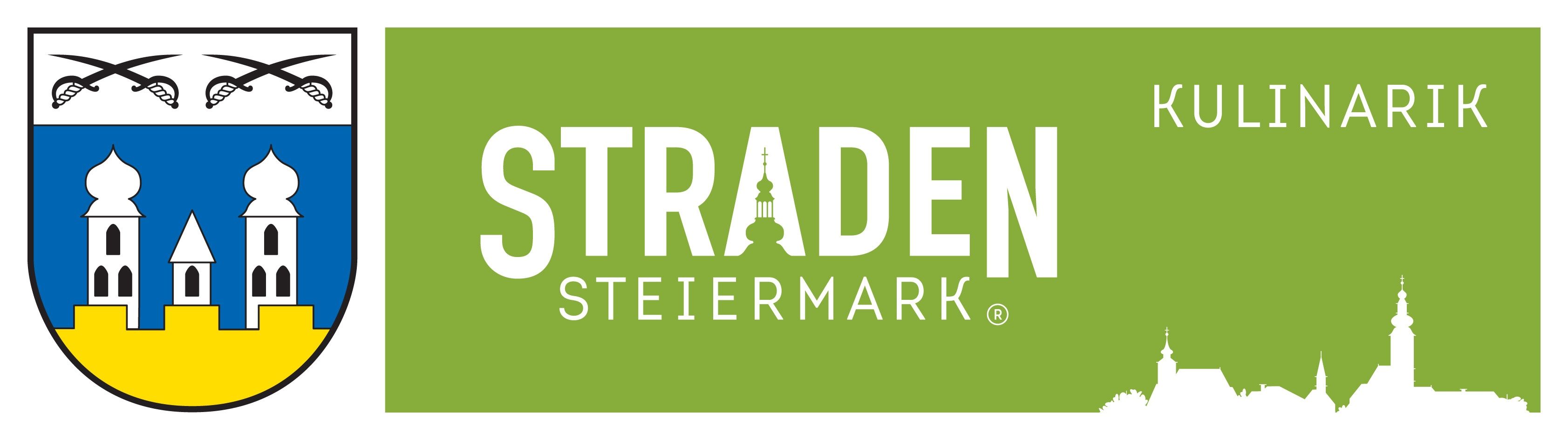 Das TRADE STEIERMARK Logo zeigt einen grünen Hintergrund mit weißem Text. Das Wort TRADE ist in einer stilisierten Schriftart prominent dargestellt, mit einem kreuzartigen Design in der Mitte. Unter TRADE steht das Wort STEIERMARK in einer fetten, serifenlosen Schrift. Ein eingetragenes Warenzeichen-Symbol befindet sich am Ende von STEIERMARK.