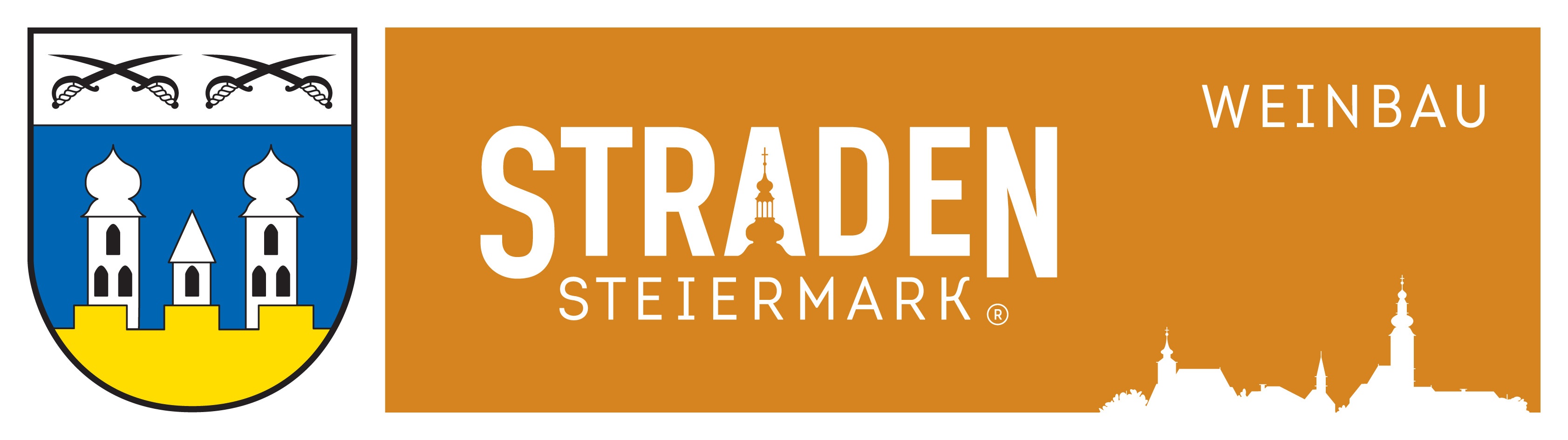 Trade Steiermark Logo mit einem Kirchturm im Buchstaben 'A' auf orangem Hintergrund.