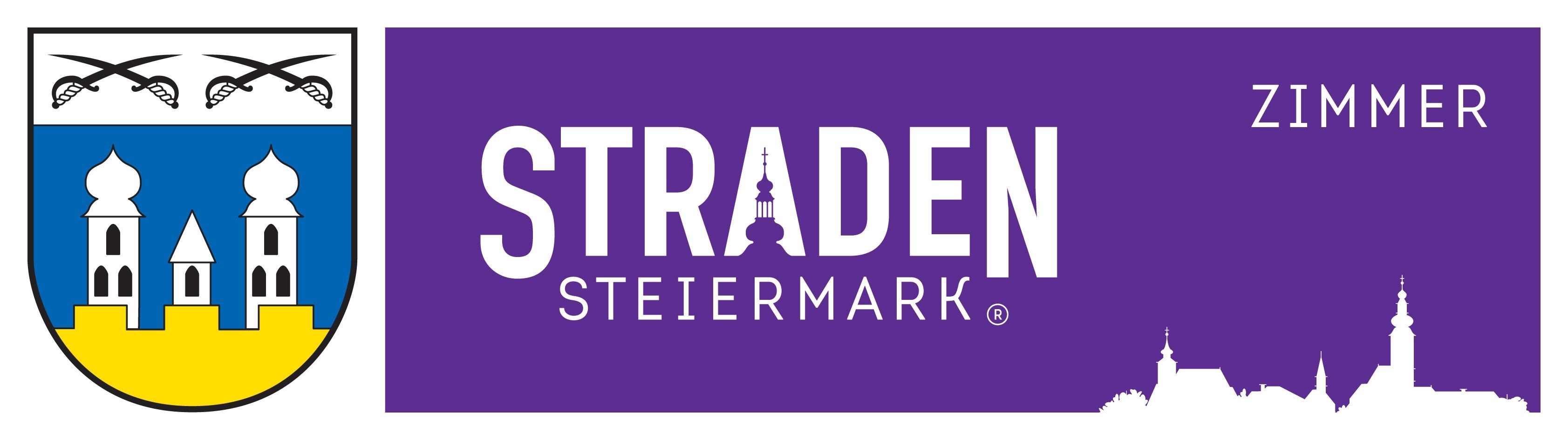 Das TRADE STEIERMARK Logo zeigt einen stilisierten Kirchturm mit einem Kreuz oben, vor einem lila Hintergrund. Der Text TRADE STEIERMARK ist in Weiß hervorgehoben.
