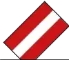 Ein rotes Rechteck mit einem weißen horizontalen Streifen in der Mitte vor schwarzem Hintergrund.