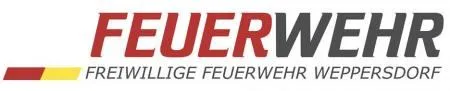 Das Logo der Freiwilligen Feuerwehr Weppersdorf, einer Freiwilligen Feuerwehr in Deutschland. Das Logo zeigt die Worte 'Feuerwehr' in Rot und 'Weppersdorf' in Schwarz, mit einem roten und gelben Streifen am unteren Rand.
