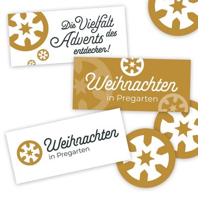 Hochhalteschilder rechteckig oder rund mit den Weihnachten in Pregarten Sujets