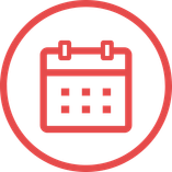 Roter Kreis mit Kalendersymbol in der Mitte des Symbols.