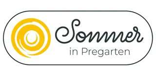 Ein gelbes kreisförmiges Logo mit dem Wort 'Sommer' in einer stilisierten Schriftart. Darunter steht der Text 'in Pregart' in einer fetten Schriftart.