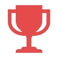 Ein roter Pokal mit zwei Henkeln und einem Stiel, der auf einem weißen Hintergrund steht.