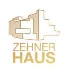 Das Logo von Zehner Haus zeigt ein goldenes vierstöckiges Gebäude mit 'Z' und 'H' Buchstaben darunter in großen weißen Großbuchstaben.